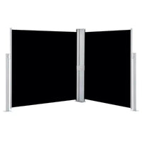vidaXL Store latéral Tissu noir, Cadre gris Polyester, Acier enduit de poudre