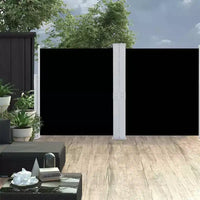 vidaXL Store latéral Tissu noir, Cadre gris Polyester, Acier enduit de poudre
