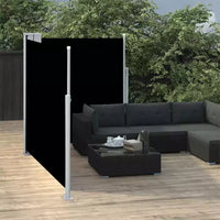 vidaXL Store latéral Tissu noir, Cadre gris Polyester, Acier enduit de poudre