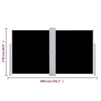 vidaXL Store latéral Tissu noir, Cadre gris Polyester, Acier enduit de poudre
