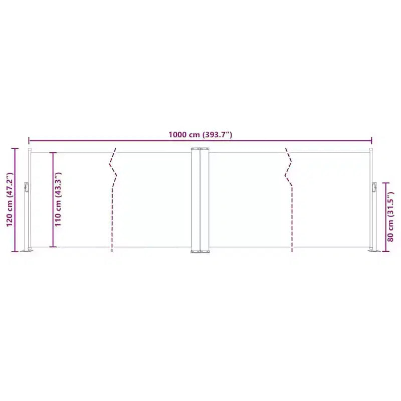 vidaXL Side Awning Cream Polyester with PU coating, Steel, Aluminum
