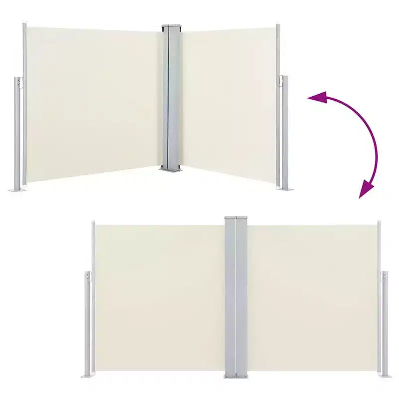 vidaXL Side Awning Cream Polyester with PU coating, Steel, Aluminum