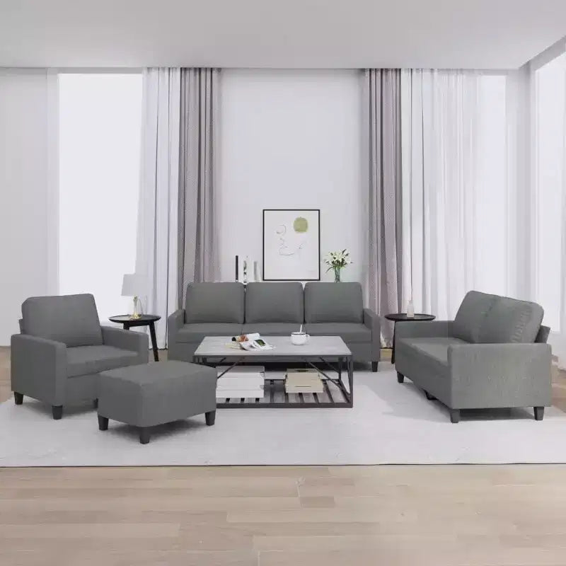 vidaXL Ensemble de canapés 4 pièces avec coussins Tissu gris foncé