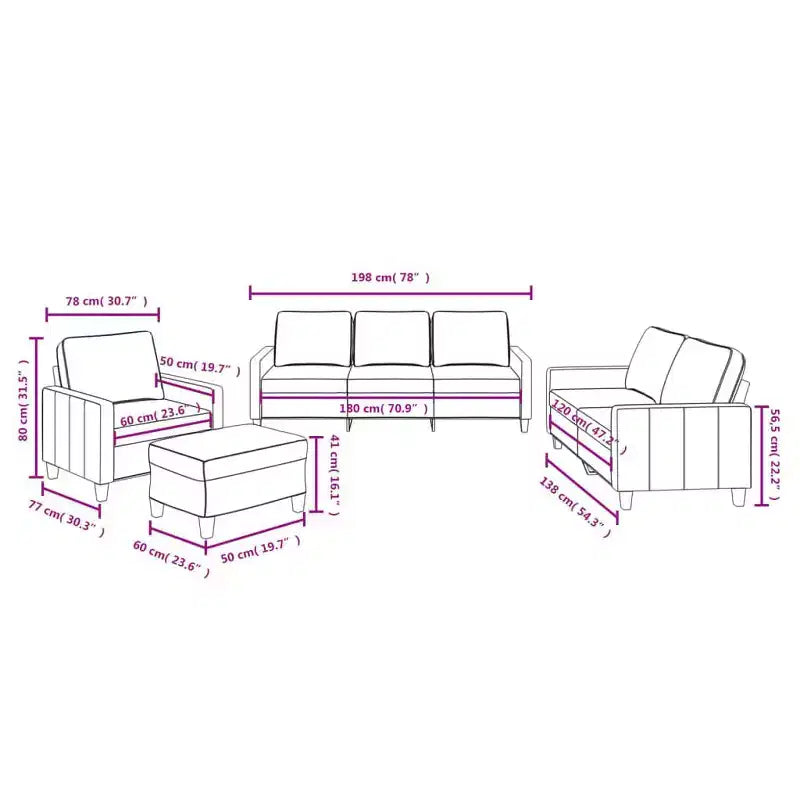 vidaXL Ensemble de canapés 4 pièces avec coussins Tissu gris foncé