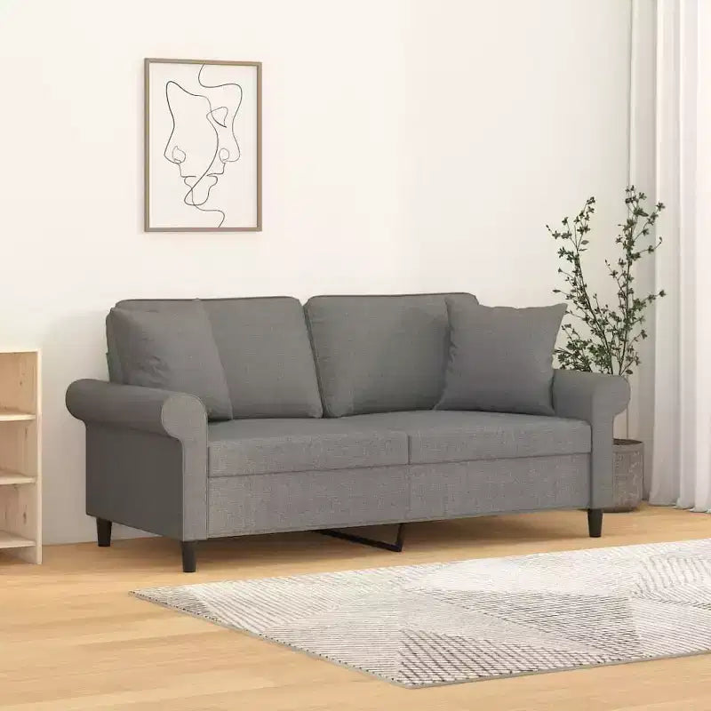 vidaXL Canapé 2 places Gris foncé Polyester Canapé 2 places