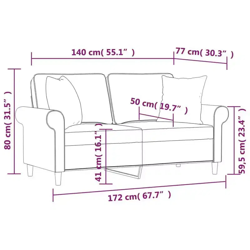 vidaXL Canapé 2 places Gris foncé Polyester Canapé 2 places