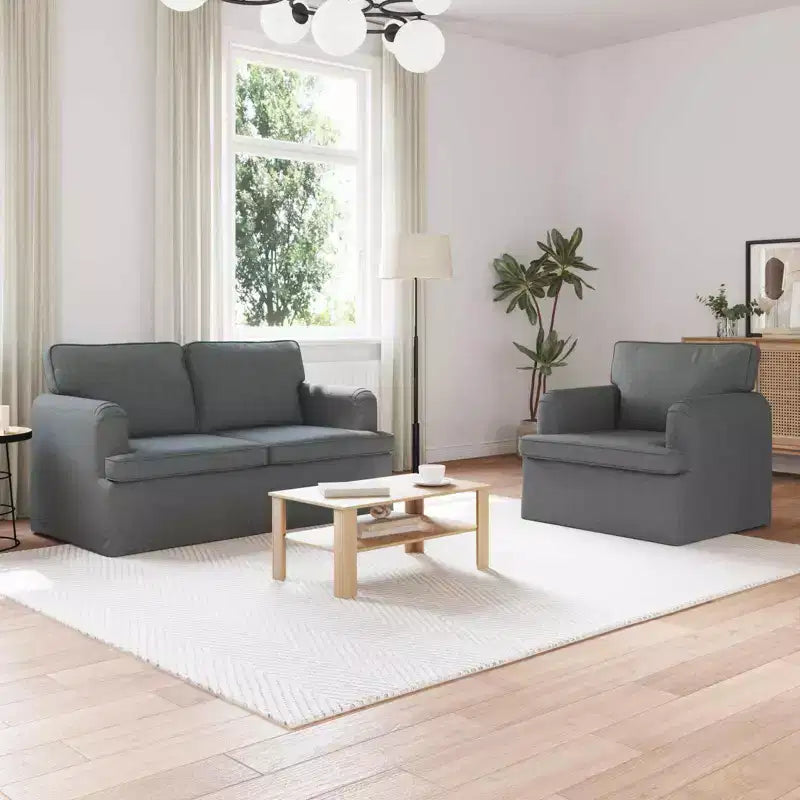 vidaXL Ensemble de canapes 2 pièces gris fonce 144 x 80 x 85 cm en tissu