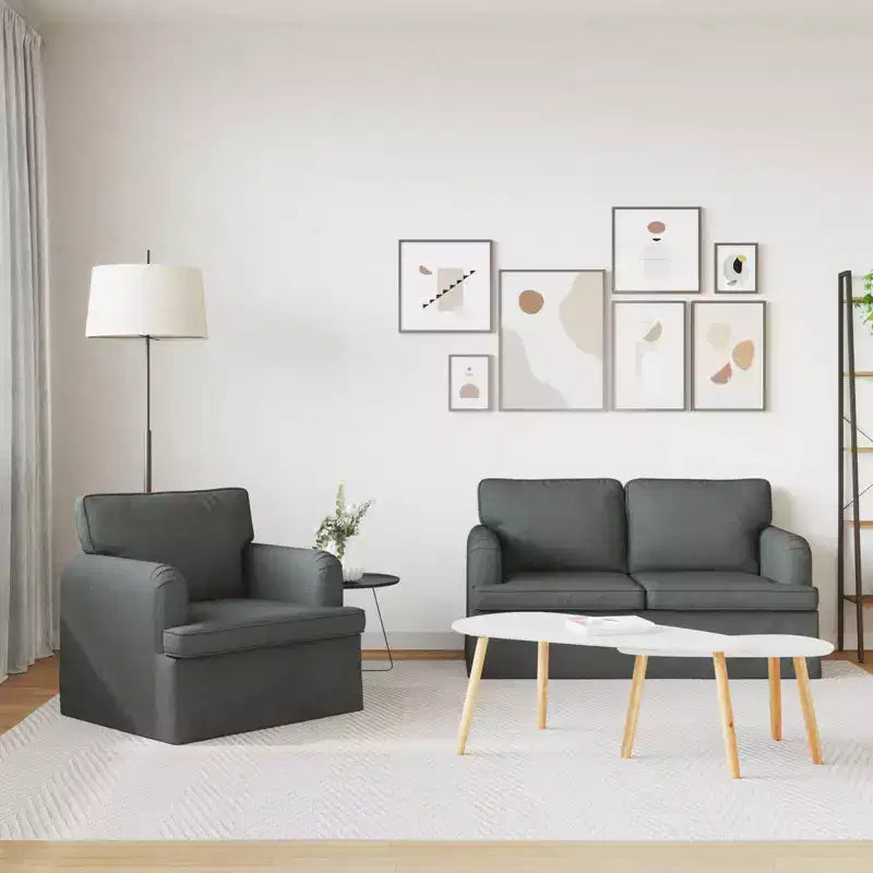 vidaXL Ensemble de canapes 2 pièces gris fonce 144 x 80 x 85 cm en tissu
