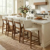 Christopher Knight Home Yvette Tabourets de bar rembourrés en bois d'hévéa de style Mid-Century (Lot de 4)