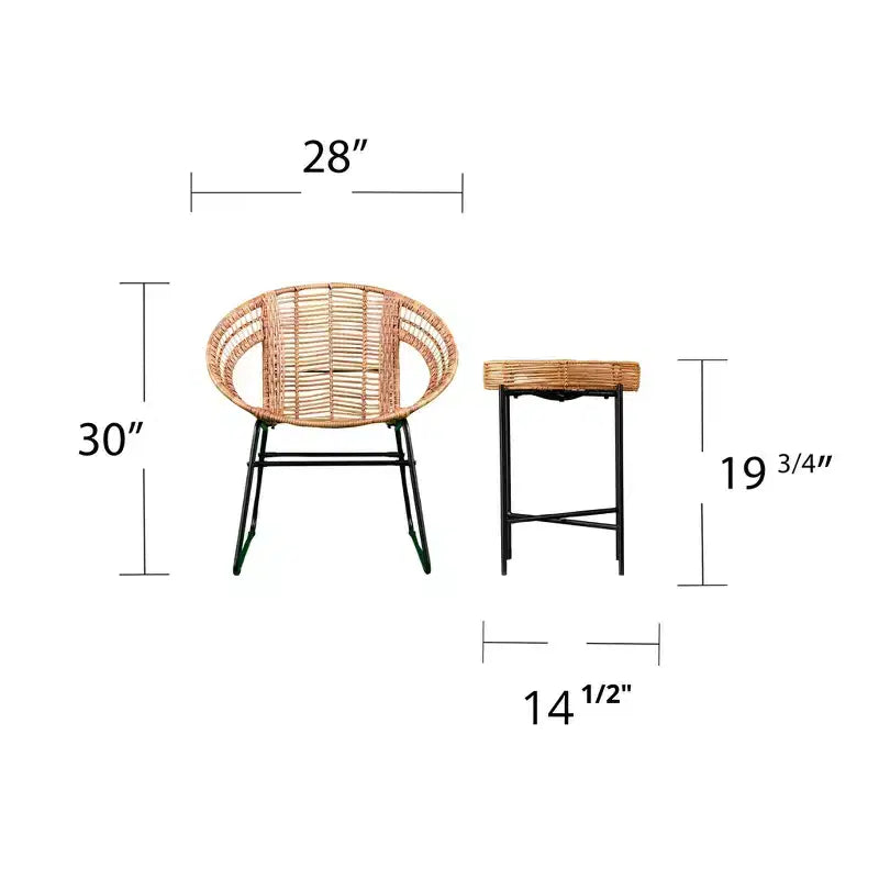 Bistro Alandhra Intérieur/Extérieur - Ensemble de 3 pièces - Naturel - SEI