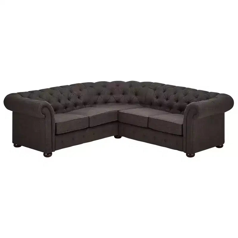 Cartia Canapé d'angle sectionnel en lin en forme de L - gris foncé - iNSPIREQ