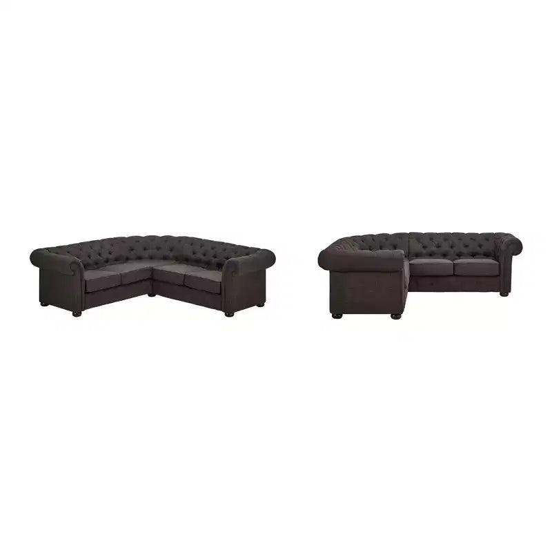 Cartia Canapé d'angle sectionnel en lin en forme de L - gris foncé - iNSPIREQ