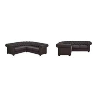 Cartia Canapé d'angle sectionnel en lin en forme de L - gris foncé - iNSPIREQ