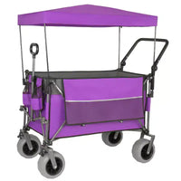 Chariot multifonctionnel Push-Pull avec auvent et pneus de plage 9x4, poignée rotative, capacité de 217 kg et 300 L