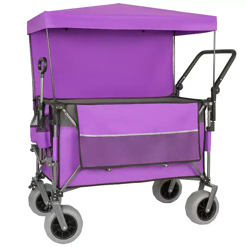 Chariot multifonctionnel Push-Pull avec auvent et pneus de plage 9x4, poignée rotative, capacité de 217 kg et 300 L