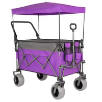 Chariot multifonctionnel Push-Pull avec auvent et pneus de plage 9x4, poignée rotative, capacité de 217 kg et 300 L