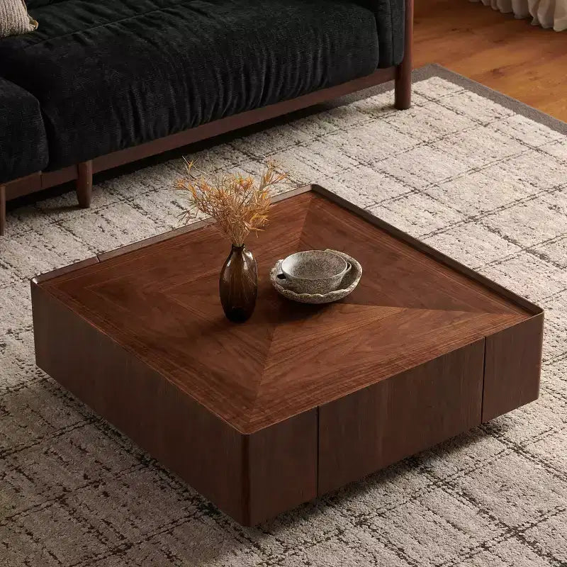 Table basse carrée en bois GDFStudio Ravelle 35 po avec 2 tiroirs