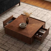 Table basse carrée en bois GDFStudio Ravelle 35 po avec 2 tiroirs