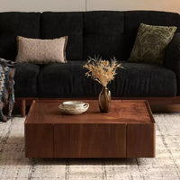 Table basse carrée en bois GDFStudio Ravelle 35 po avec 2 tiroirs