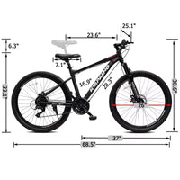 Vélo de montagne GDFStudio Trailcrest tout-terrain 26 pouces à suspension avant et 21 vitesses