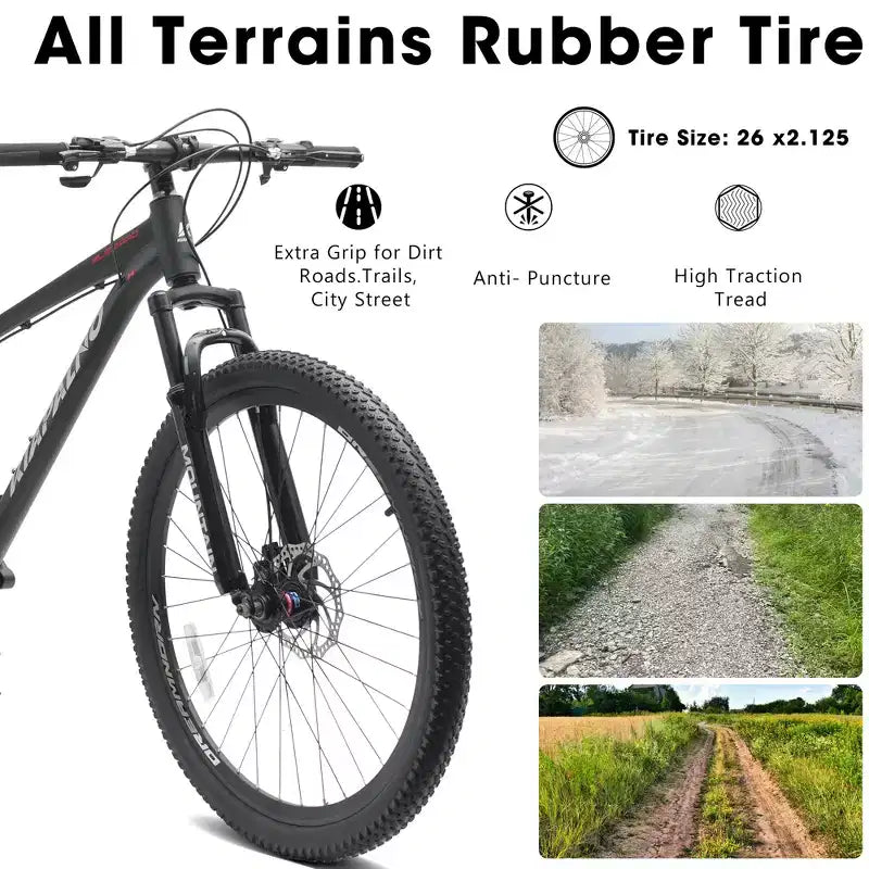 Vélo tout terrain GDFStudio Trailcrest 26 pouces tous terrains 21 vitesses à suspension avant