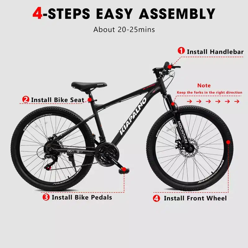 Vélo tout terrain GDFStudio Trailcrest 26 pouces tous terrains 21 vitesses à suspension avant