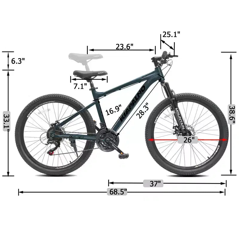 Vélo tout terrain GDFStudio Trailcrest 26 pouces tous terrains 21 vitesses à suspension avant