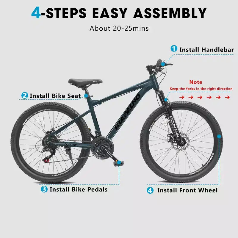 Vélo tout terrain GDFStudio Trailcrest 26 pouces tous terrains 21 vitesses à suspension avant