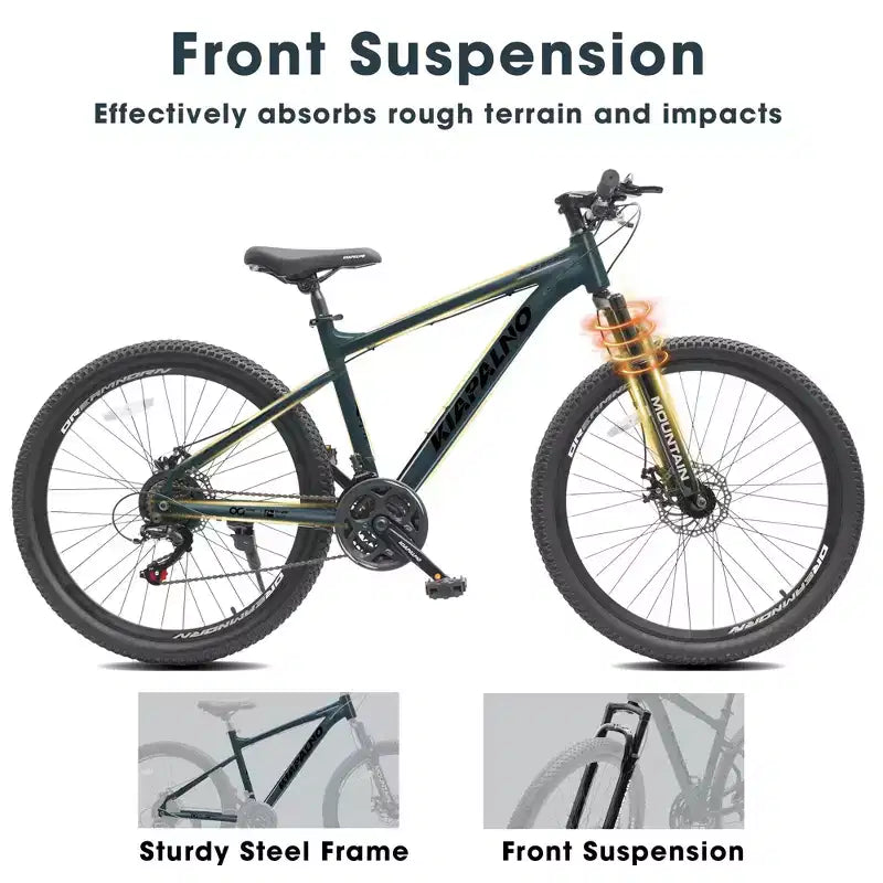 Vélo tout terrain GDFStudio Trailcrest 26 pouces tous terrains 21 vitesses à suspension avant