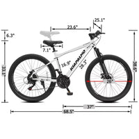 Vélo de montagne GDFStudio Trailcrest tout-terrain 26 pouces à suspension avant et 21 vitesses