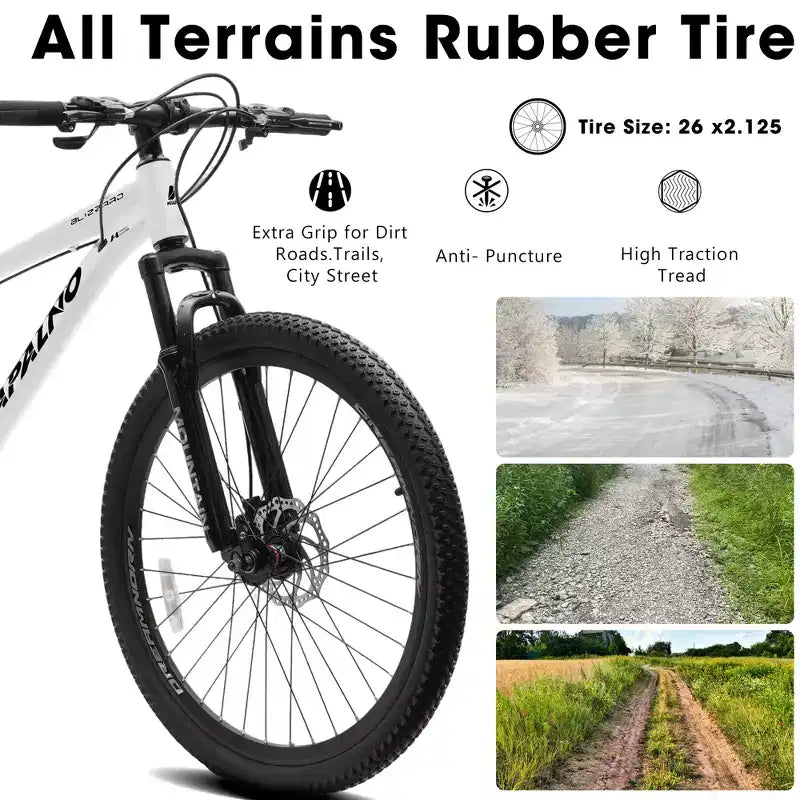 Vélo tout terrain GDFStudio Trailcrest 26 pouces tous terrains 21 vitesses à suspension avant