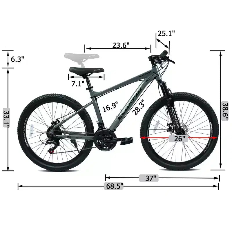 Vélo tout terrain GDFStudio Trailcrest 26 pouces tous terrains 21 vitesses à suspension avant