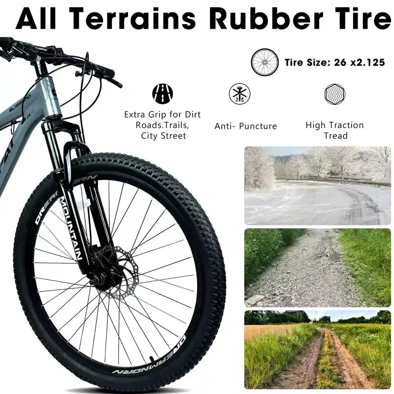 Vélo tout terrain GDFStudio Trailcrest 26 pouces tous terrains 21 vitesses à suspension avant