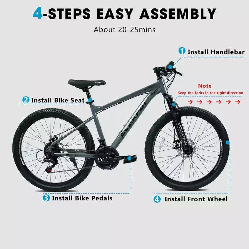 Vélo tout terrain GDFStudio Trailcrest 26 pouces tous terrains 21 vitesses à suspension avant