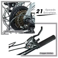 Vélo de montagne GDFStudio Trailcrest tout-terrain 26 pouces à suspension avant et 21 vitesses