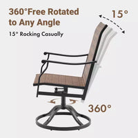 GDFStudio Aiko Chaises de salle à manger pivotantes de terrasse modernes en métal avec tissu Textilene rembourré (lot de 2)