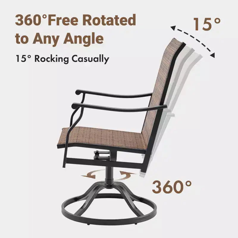 GDFStudio Aiko Chaises de salle à manger pivotantes de terrasse modernes en métal avec tissu Textilene rembourré (lot de 2)