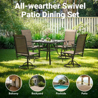 GDFStudio Aiko Chaises de salle à manger pivotantes de terrasse modernes en métal avec tissu Textilene rembourré (lot de 2)