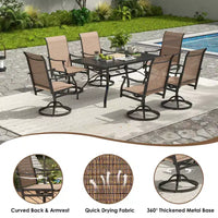 GDFStudio Aiko Chaises de salle à manger pivotantes de terrasse modernes en métal avec tissu Textilene rembourré (lot de 2)