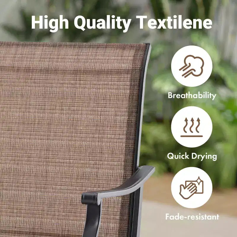 GDFStudio Aiko Chaises de salle à manger pivotantes de terrasse modernes en métal avec tissu Textilene rembourré (lot de 2)
