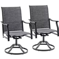 GDFStudio Aiko Chaises de salle à manger pivotantes de terrasse modernes en métal avec tissu Textilene rembourré (lot de 2)