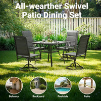 GDFStudio Aiko Chaises de salle à manger pivotantes de terrasse modernes en métal avec tissu Textilene rembourré (lot de 2)