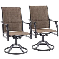 GDFStudio Aiko Chaises de salle à manger pivotantes de terrasse modernes en métal avec tissu Textilene rembourré (lot de 2)