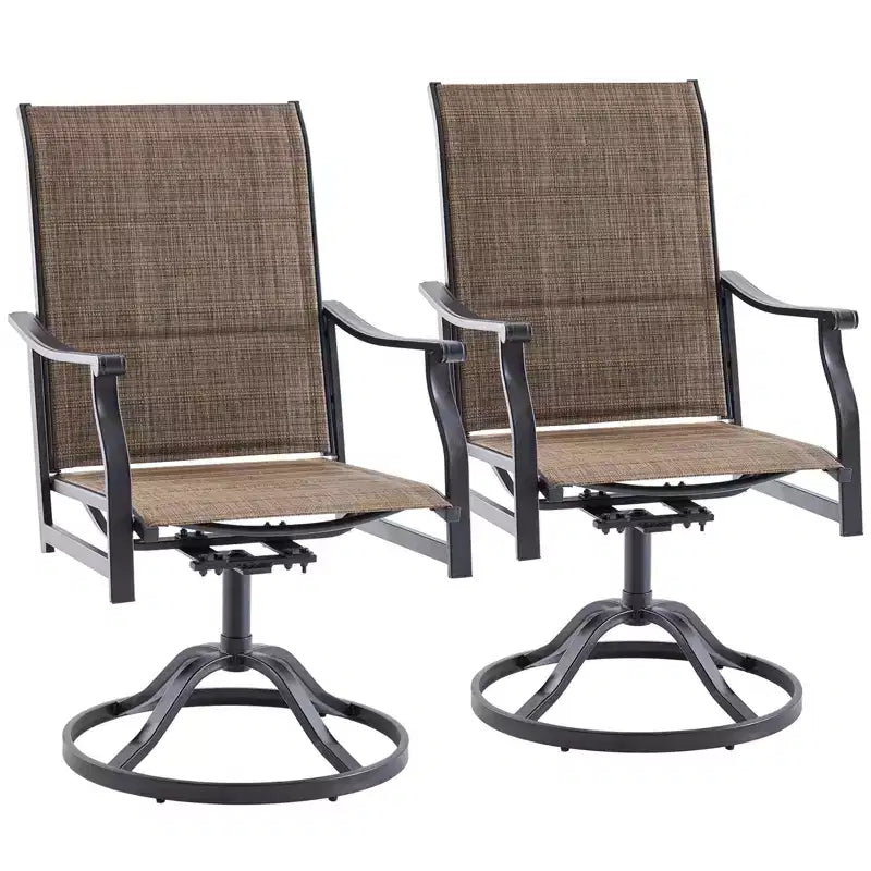 GDFStudio Aiko Chaises de salle à manger pivotantes de terrasse modernes en métal avec tissu Textilene rembourré (lot de 2)