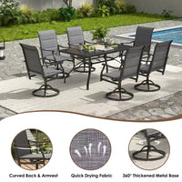 GDFStudio Aiko Chaises de salle à manger pivotantes de terrasse modernes en métal avec tissu Textilene rembourré (lot de 2)