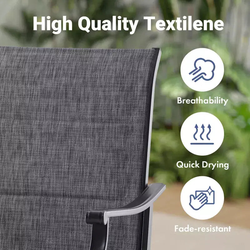 GDFStudio Aiko Chaises de salle à manger pivotantes de terrasse modernes en métal avec tissu Textilene rembourré (lot de 2)