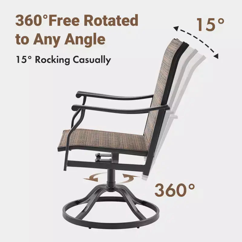 GDFStudio Aiko Chaises de salle à manger pivotantes de terrasse modernes en métal avec tissu Textilene rembourré (lot de 2)