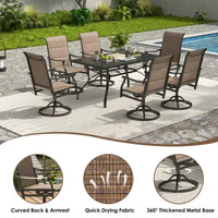 GDFStudio Aiko Chaises de salle à manger pivotantes de terrasse modernes en métal avec tissu Textilene rembourré (lot de 2)