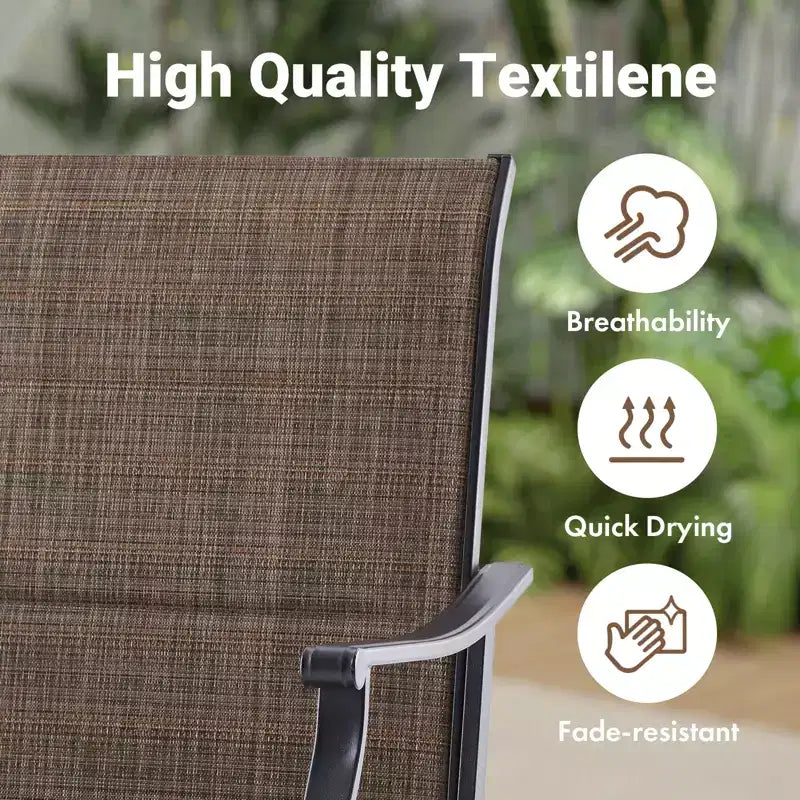 GDFStudio Aiko Chaises de salle à manger pivotantes de terrasse modernes en métal avec tissu Textilene rembourré (lot de 2)