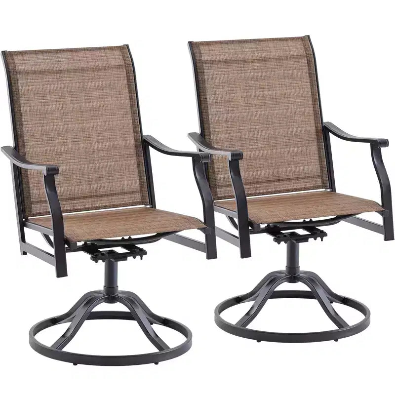 GDFStudio Aiko Chaises de salle à manger pivotantes de terrasse modernes en métal avec tissu Textilene rembourré (lot de 2)